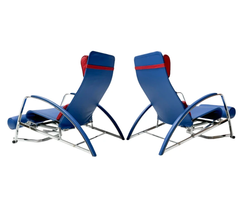 Pair of Grand Repos Lounge Chairs with Stools by Jean Prouvé Tecta , 1980s